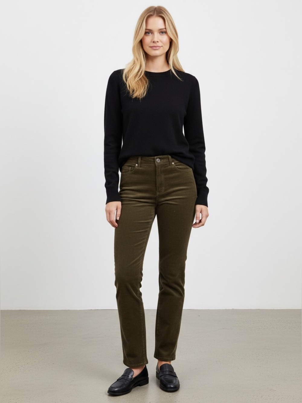 PAIGE Cindy Dark Brushed Olive Fine Wale Corduroy Jeans ~ NWT ~ size 31 - Picture 12 of 12